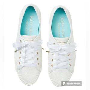 Kate Spade Woman’s Trista Glitter Sneakers in Optic White| Size: 6.5